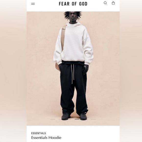 Men's Cream Essentials Fear of God Hoodie/M